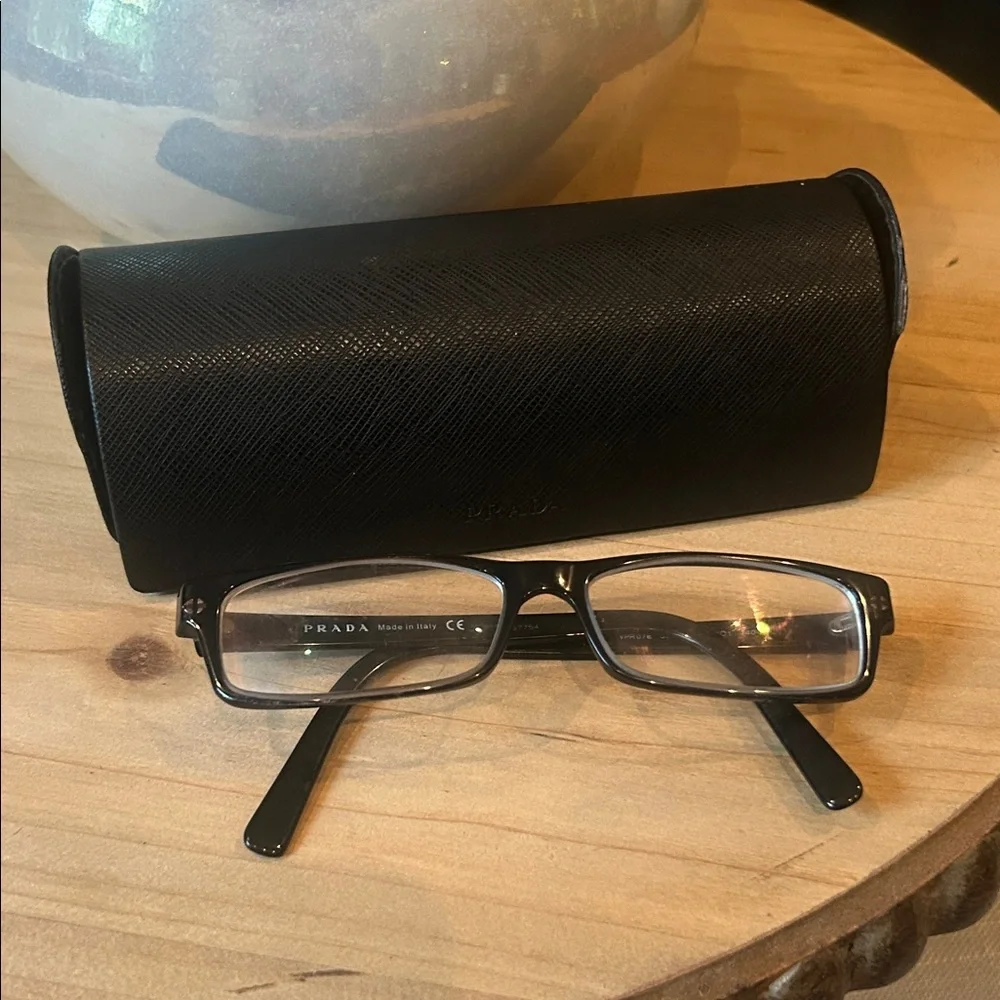 Prada Classic Black Rectangular Eyeglasses VPR 07E 2AJ-1O1 140/BP5167754